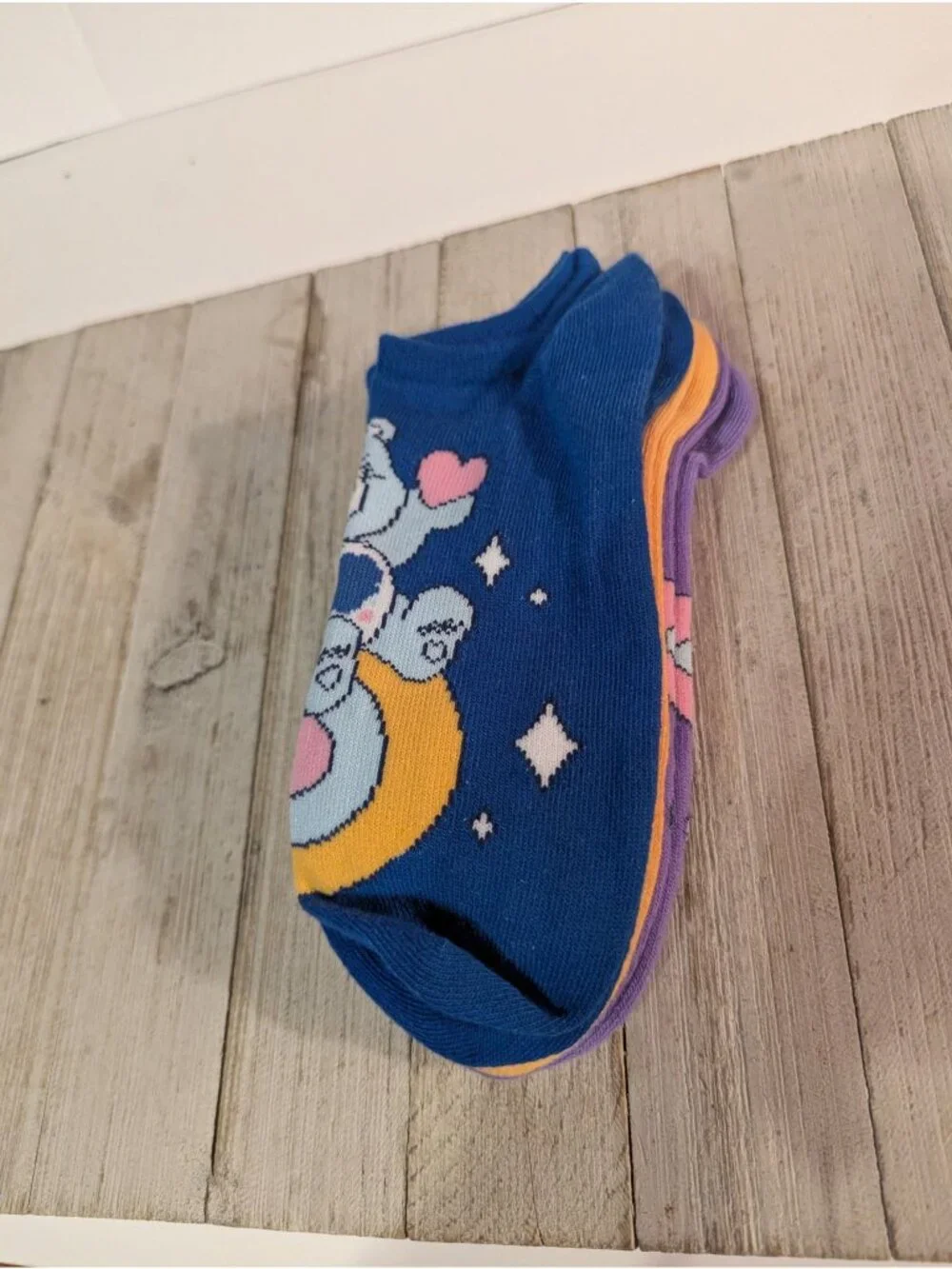 Care Bears Low Cut Socks Shoe Size 4-10 Set of 3 Pairs Purple